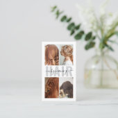 Hair Salon Calligraphy Script Foto Collage Visitenkarte (Stehend Vorderseite)