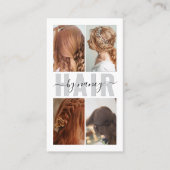 Hair Salon Calligraphy Script Foto Collage Visitenkarte (Vorderseite)