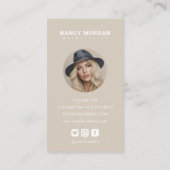 Hair Salon Calligraphy Script Photo Collage Beige Visitenkarte (Rückseite)