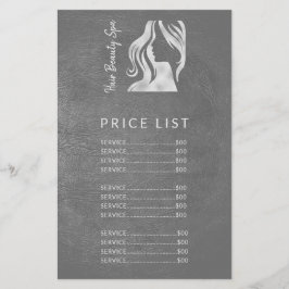 Hair Salon Elegante Silver Gray Price List Service Flyer