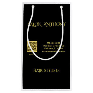 Hair Salon Gold Black QR Kleine Geschenktüte