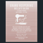 Hair Salon Grand Reopening Blush Pink Schatten Flyer<br><div class="desc">Illustration of a blow dryer, curling iron, and bobby pins over a watercolor inspired blush pink shbackground. Personalize der Text.</div>
