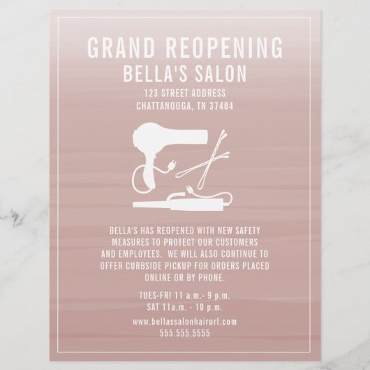 Hair Salon Grand Reopening Blush Pink Schatten Flyer (Vorne)