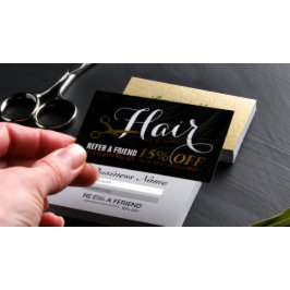 Hair Salon Hairstylist Gold Scissors Empfehlungska Empfehlungskarte