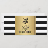 Hair Salon Logo Geschenkgutschein Gold B&W Streife (Vorderseite)