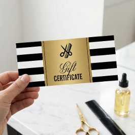 Hair Salon Logo Geschenkgutschein Gold B&W Streife