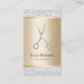 Hair Salon Luxury Silver Glitzer Frisör Visitenkarte (Vorderseite)