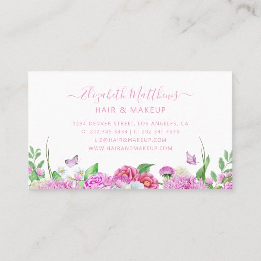 Hair Salon Makeup Artist Visitenkarte (Rückseite)