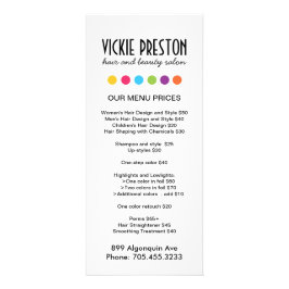 Hair Salon Menu Rack Cards Werbekarte