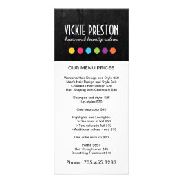 Hair Salon Menu Rack Cards Werbekarte