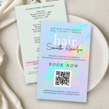 Hair Salon Nails Makeup Holographic Pastel QR