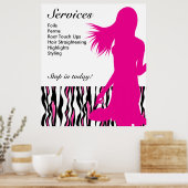 Hair Salon Poster Pink Frau Tiger Streifen (Küche)