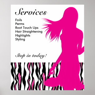 Hair Salon Poster Pink Frau Tiger Streifen
