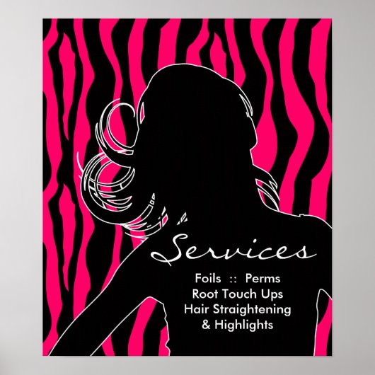 Hair Salon Posters Woman Pink Zebra Poster (Vorne)