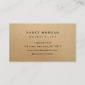 Hair Salon Rustic Kraft  Business Card Visitenkarte (Rückseite)