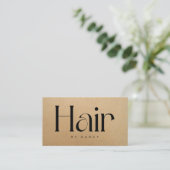 Hair Salon Rustic Kraft  Business Card Visitenkarte (Stehend Vorderseite)