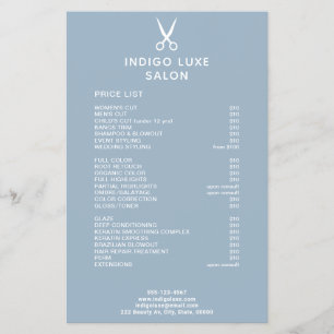 Hair Salon Scissors Dusty Blue Service Preisliste Flyer