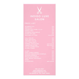 Hair Salon Scissors Pink Service Menu Preisliste Werbekarte
