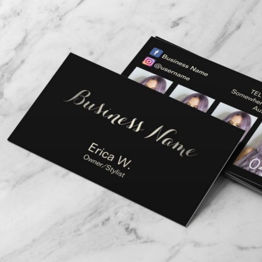 Hair Salon Social Media Custom Beauty Foto Visitenkarte