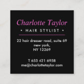 Hair Salon Stylist Personalisiert Quadratische Visitenkarte (Rückseite)