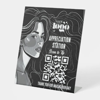 Hair Salon Tipp Jar/Wertungs-Station QR Code Sockelschild
