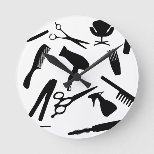Hair Salon Tools | Runde Wanduhr (Vorderseite)
