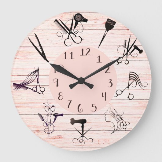 Hair Salon Wall Clock Große Wanduhr (Vorderseite)