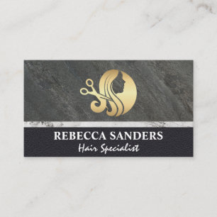 Hair Scissors Gold-Logo Visitenkarte