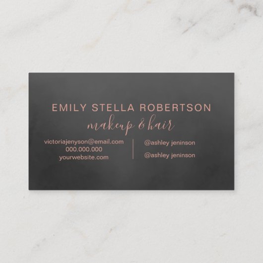 Hair-Script-Typografie Rose Gold Schwarz Aquarell Visitenkarte (Rückseite)