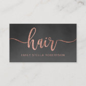 Hair-Script-Typografie Rose Gold Schwarz Aquarell Visitenkarte (Vorderseite)