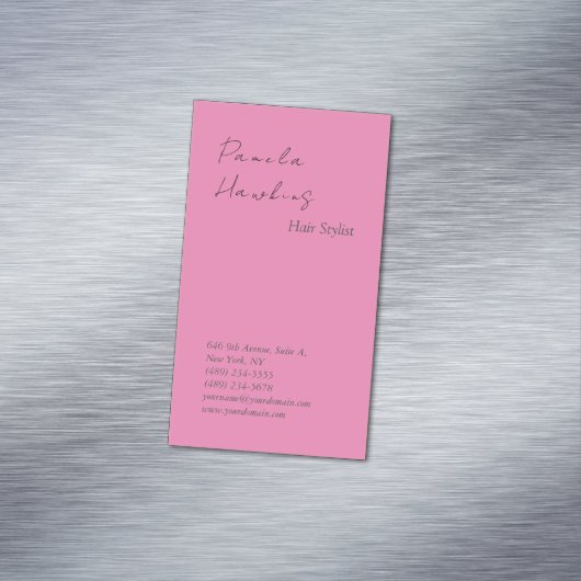 Hair stilvoll berufliche schlichte Rosa feminin Magnetische Visitenkarte (Beispiel)