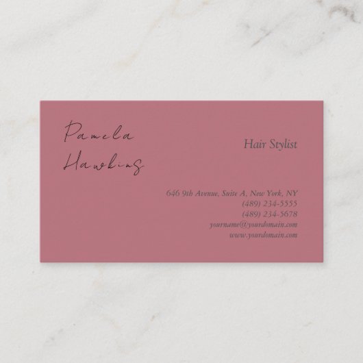 Hair stilvolle berufliche schlichte Rose Goldfarbe Visitenkarte (Vorderseite)