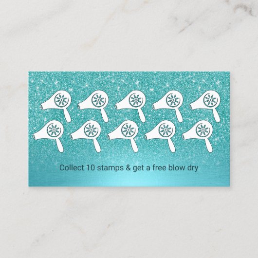 Hair Styist Blow Dry Bar Türkise Loyalität Treuekarte (Vorderseite)