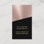 Hair Stylis Modern Black Liquid Rose Gold Salon Visitenkarte (Rückseite)