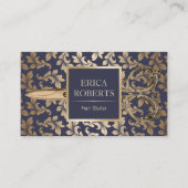 Hair Stylist Antique Gold Schere Luxus Damask Visitenkarte (Vorderseite)