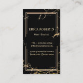 Hair Stylist Antique Gold Schere schwarzer Marmor Visitenkarte (Rückseite)