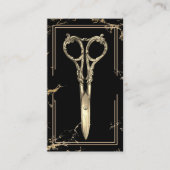 Hair Stylist Antique Gold Schere schwarzer Marmor Visitenkarte (Vorderseite)