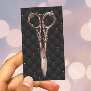 Hair Stylist Antique Rose Goldschere Lux Salon Visitenkarte