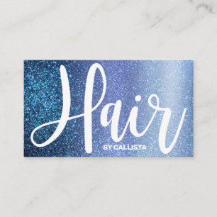 Hair Stylist Aqua Baby Blue Triple Glitzer Ombre Visitenkarte