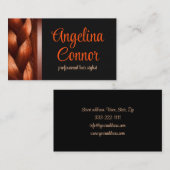Hair Stylist Auburn Braid Simple Black Card Visitenkarte (Vorne/Hinten)