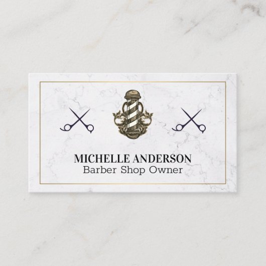 Hair Stylist | Barber | Shears Barber Pole Visitenkarte (Vorderseite)