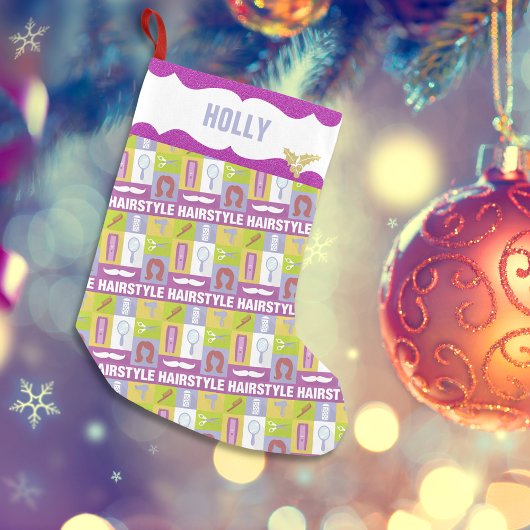 Hair Stylist Beruf | Rosa Glitzer Kleiner Weihnachtsstrumpf