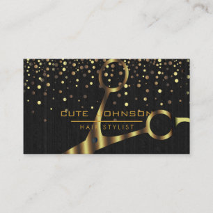 Hair Stylist Black Confetti Fashion Gold Imitate Visitenkarte