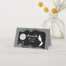 Hair stylist Black Long Hair Folded Loyalty Card