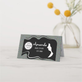 Hair stylist Black Long Hair Folded Loyalty Card Treuekarte