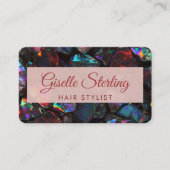 Hair Stylist Black Opal QR Code Visitenkarte (Vorderseite)