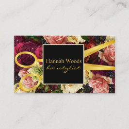 Hair Stylist Black Rich Floral Salon Visitenkarte