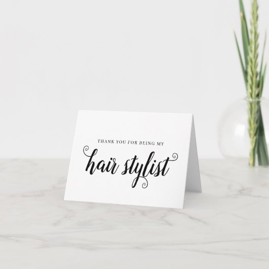 Hair Stylist Black Script Vielen Dank Hochzeitkart Dankeskarte (Vorderseite)