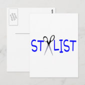 Hair Stylist Blue mit Schere Postkarte (Vorne/Hinten)