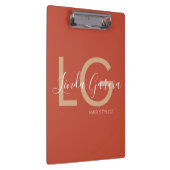 Hair Stylist Burnt Orange Beige Mit Monogramm Po Klemmbrett (Rechts)